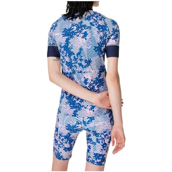 Sweaty Betty NWT Short Sleeve Cycling Jersey Floral Grid Zip Pocket Size S - Picture 14 of 14